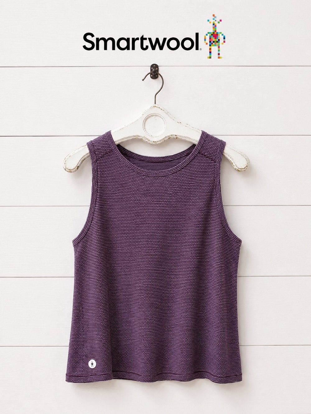 SMARTWOOL PURPLE STRIPED ATHLETIC TANK TOP SIZE XS